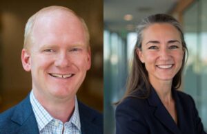 Medtronic named Ingrid Goldberg (right) as its new head of investor relations. Ryan Weispfenning (left) will leave to lead investor relations for MiniMed. [Images from LinkedIn]