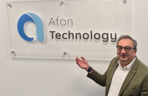 Afon Technology Glucowear blood glucose monitor worn by CEO Sabih Chaudhry